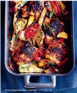 Mustard chicken with roasted vegetables